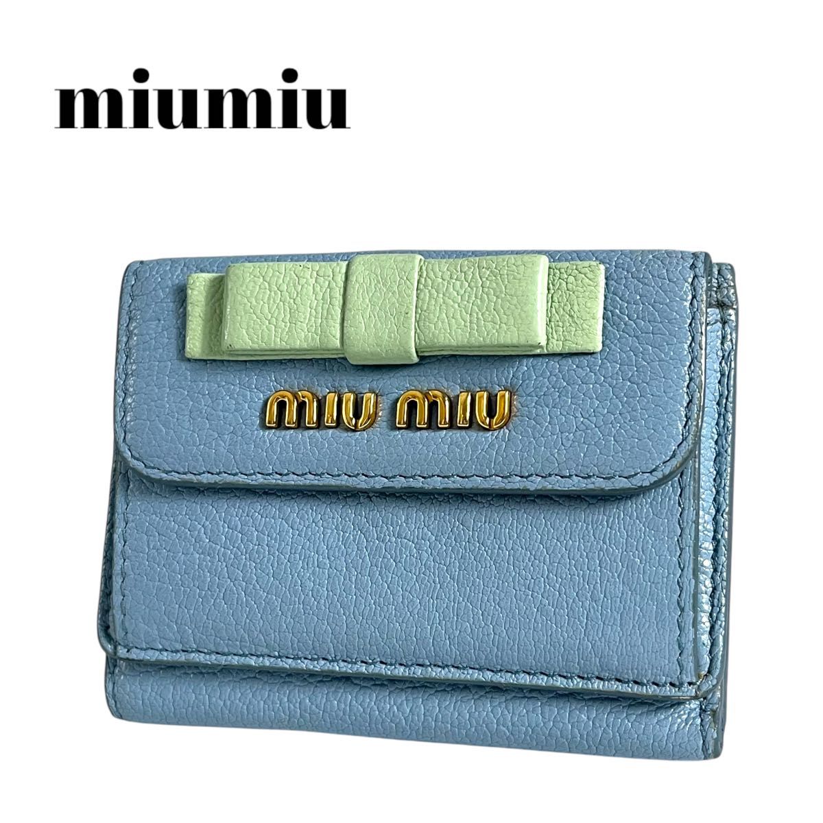 極美】MIUMIU ミュウミュウ 三つ折り財布 コインケース カード 極美】MIUMIU ミュウミュウ 三つ折り財布 コインケース カード