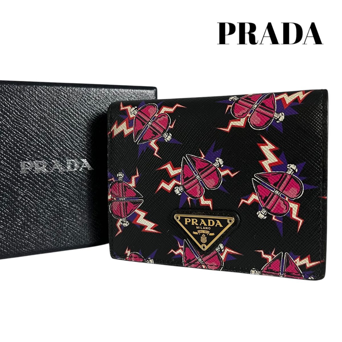 希少】PRADA プラダ 二つ折り財布 コインケース カードケース 希少】PRADA プラダ 二つ折り財布 コインケース カードケース