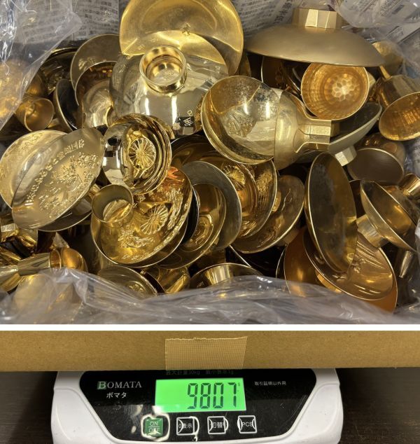 M 金杯 金メッキ おまとめ 約9.8kg 金盃 縁起物 K24GP 紫GG⑤ M 金杯 金メッキ おまとめ 約9.8kg 金盃 縁起物 K24GP 紫GG⑤