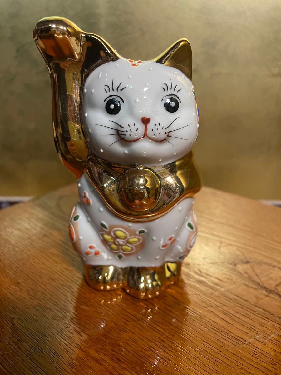 九谷焼 招き猫 置物 金ブチ (右手・高 約11.5cm) 九谷焼 招き猫 置物 金ブチ (右手・高 約11 5cm) 招き猫 置物
