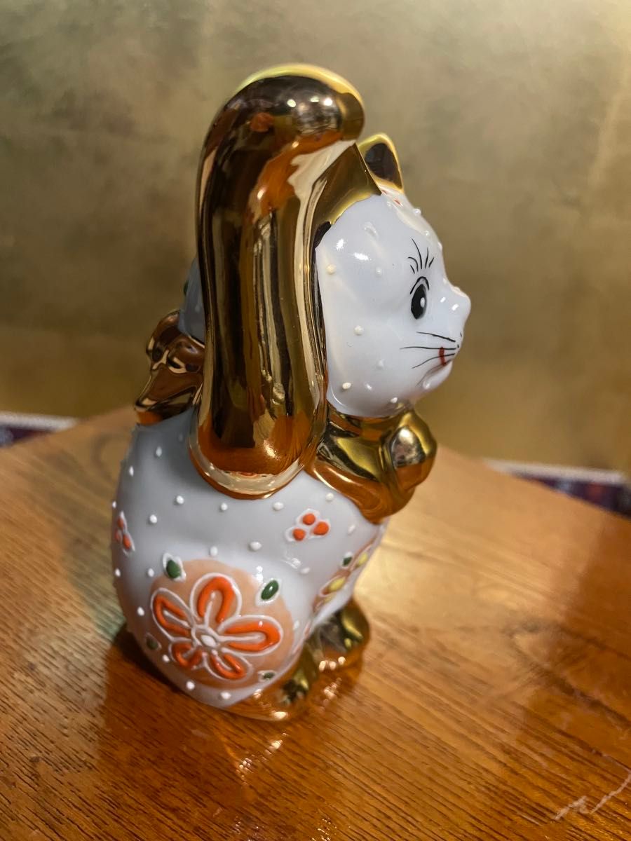 九谷焼 招き猫 置物 金ブチ (右手・高 約11.5cm) 九谷焼 招き猫 置物 金ブチ (右手・高 約11 5cm) 招き猫 置物