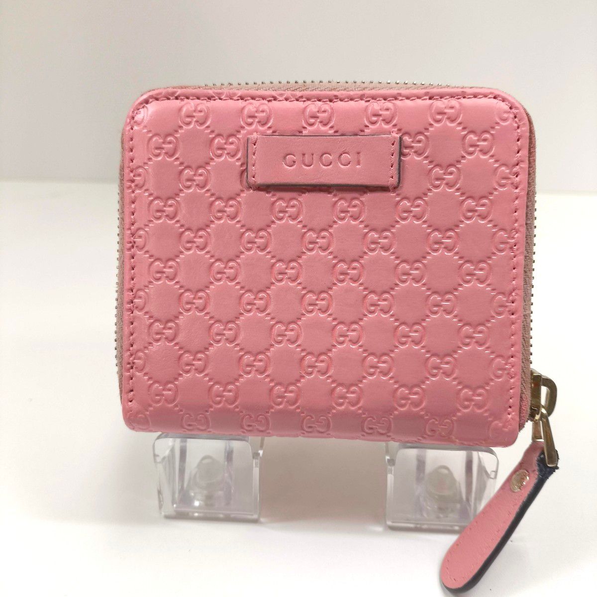 グッチ GUCCI GG マイクロシマ コンパクト 二つ折り財布 ピンク グッチ GUCCI GG マイクロシマ コンパクト 二つ折り財布 ピンク