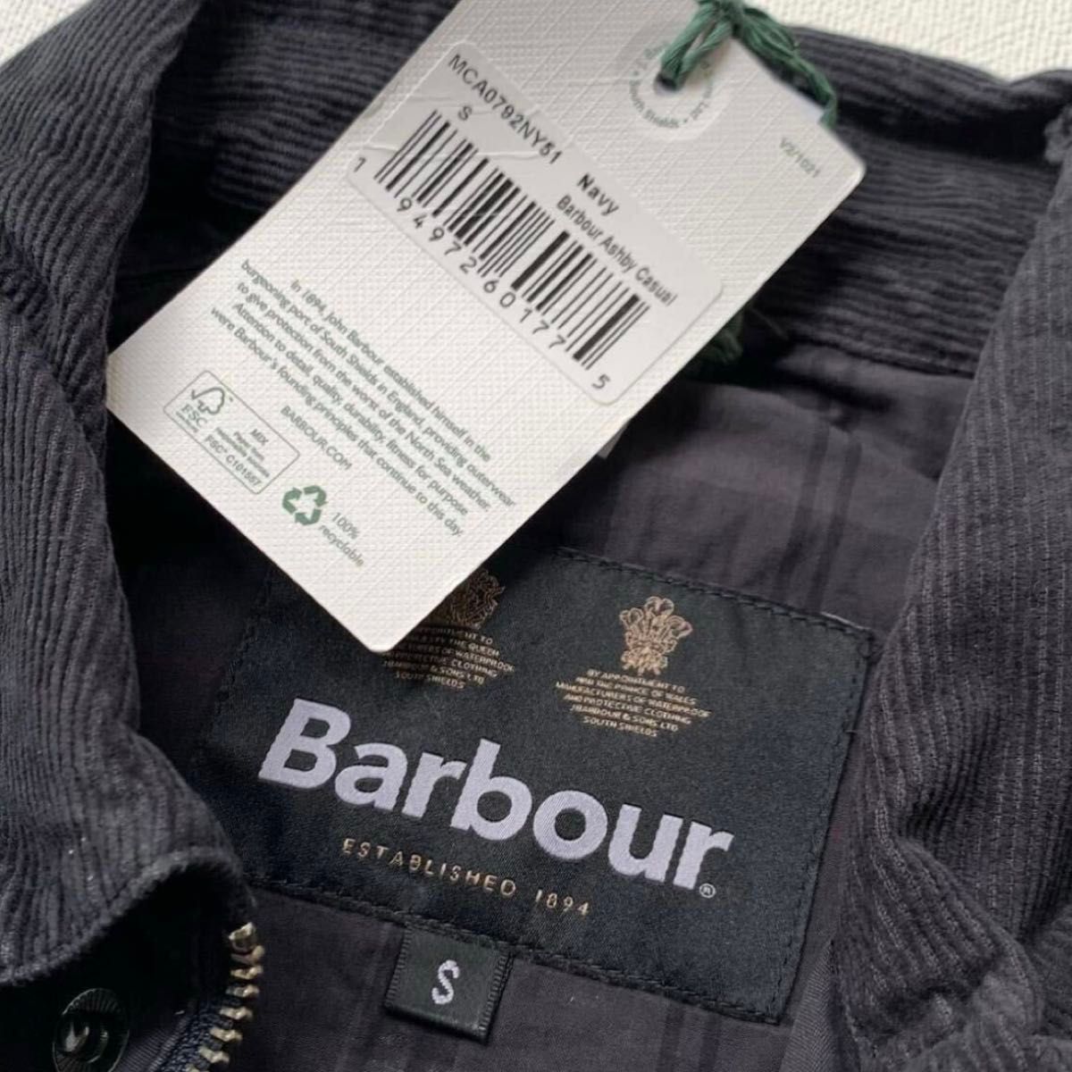 S 新品 バブアー Barbour ASHBY アシュビー ノンオイル S 新品 バブアー Barbour ASHBY アシュビー ノンオイル