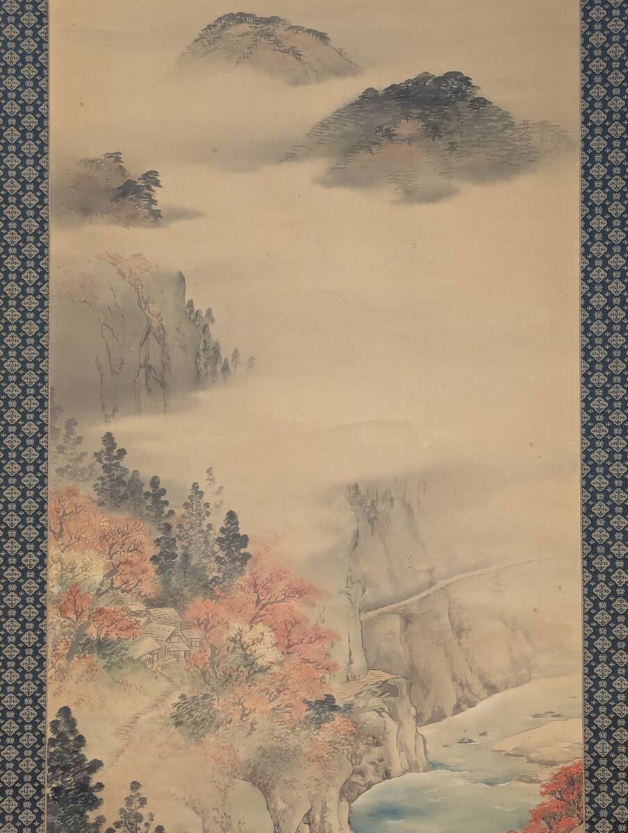 【真作】掛軸 竹内蘆風 秋山渓流図 山水美術 二重箱入(合箱) R147 真作】掛軸 竹内蘆風 秋山渓流図 山水美術 二重箱入(合箱)