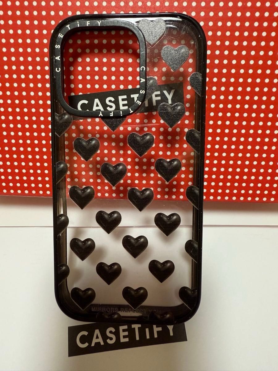CASETiFYケースティファイ iPhone16pro ブラックハート柄 クリア CASETiFYケースティファイ iPhone16pro ブラックハート柄 クリア