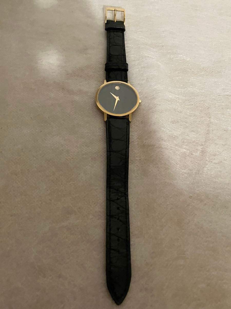 稼働 MOVADO モバード 2針 黒文字盤 ブラック ゴールド 稼働 MOVADO モバード 2針 黒文字盤 ブラック ゴールド