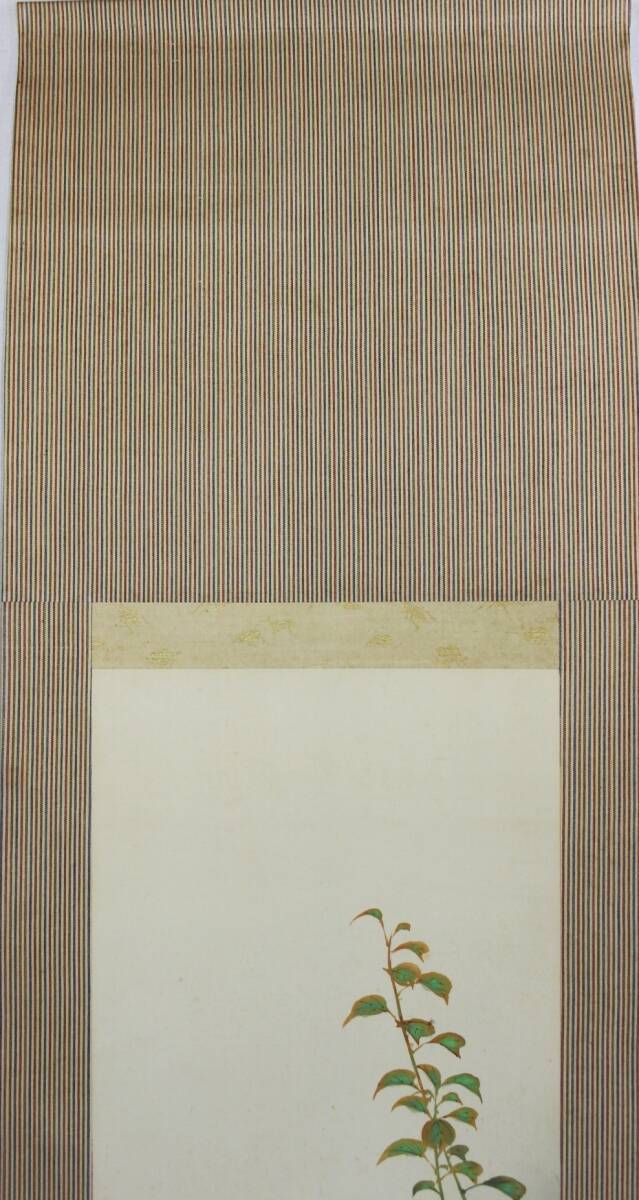 真作》☆小林 立堂【青梅に雀】(仮題)*掛軸.桐箱入*師 川崎 真作》☆小林 立堂【青梅に雀】(仮題)*掛軸.桐箱入*師 川崎