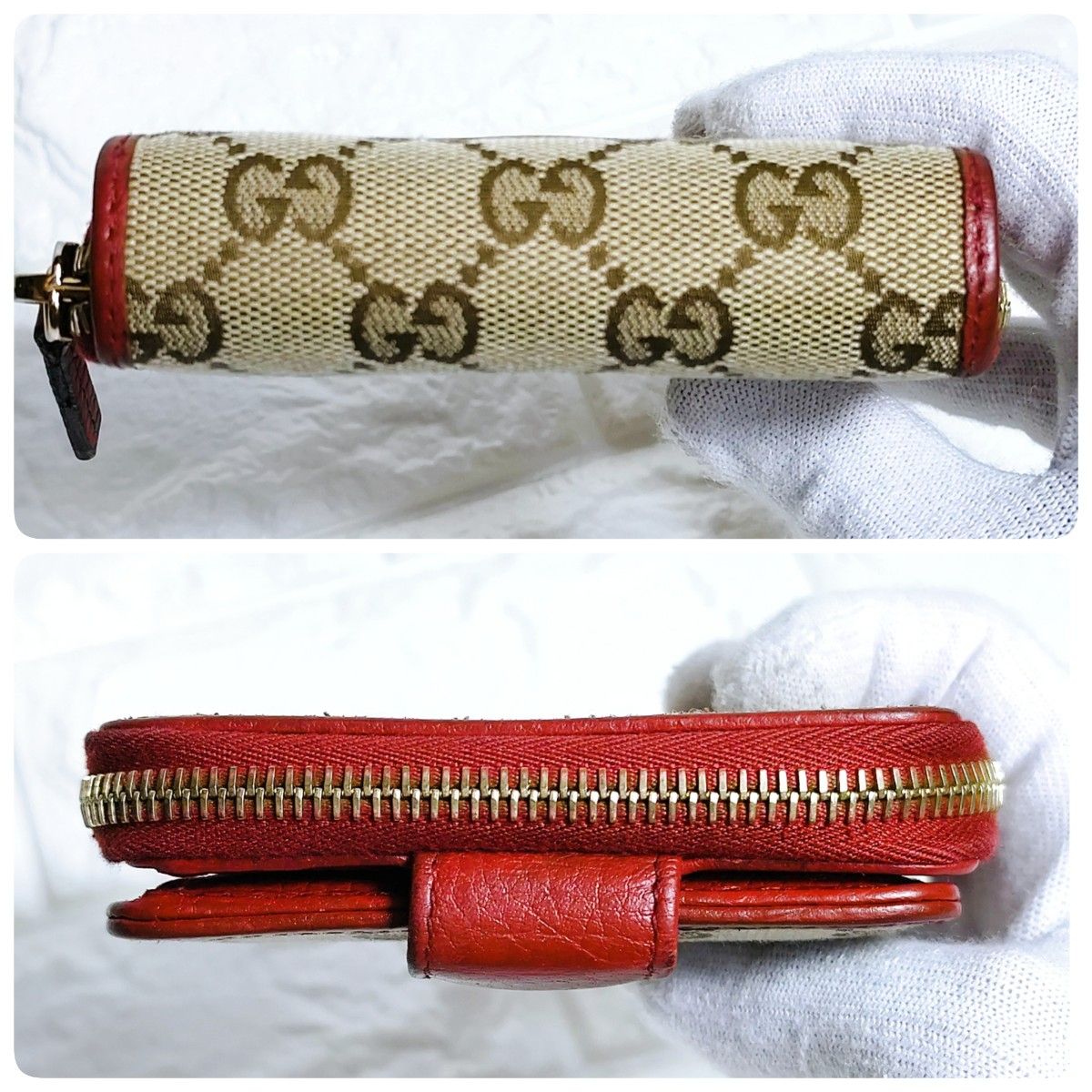 美品】GUCCI グッチ GGキャンバス ラウンドジップ 二つ折財布 美品】GUCCI グッチ GGキャンバス ラウンドジップ 二つ折財布
