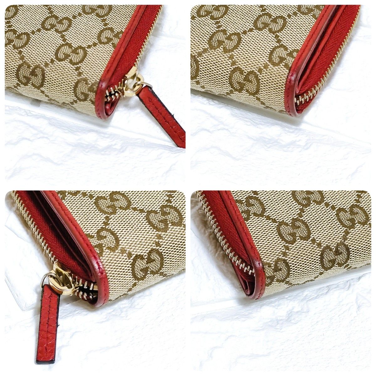 美品】GUCCI グッチ GGキャンバス ラウンドジップ 二つ折財布 美品】GUCCI グッチ GGキャンバス ラウンドジップ 二つ折財布