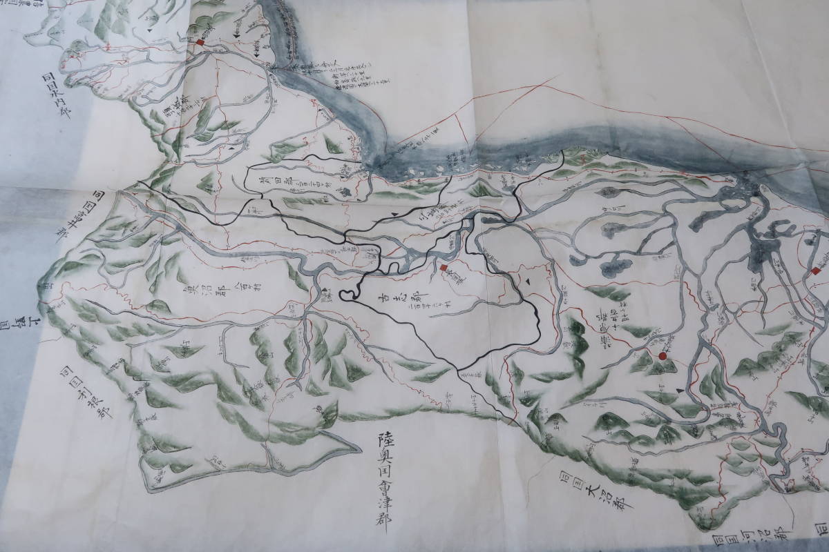 越後国彩色地図・今日の佐渡島を除く新潟県の旧国名・北陸道の一国/頸城郡・古志郡・蒲原郡・岩舟郡・苅田郡・魚沼郡/サイズ約62㎝×102cm_画像1