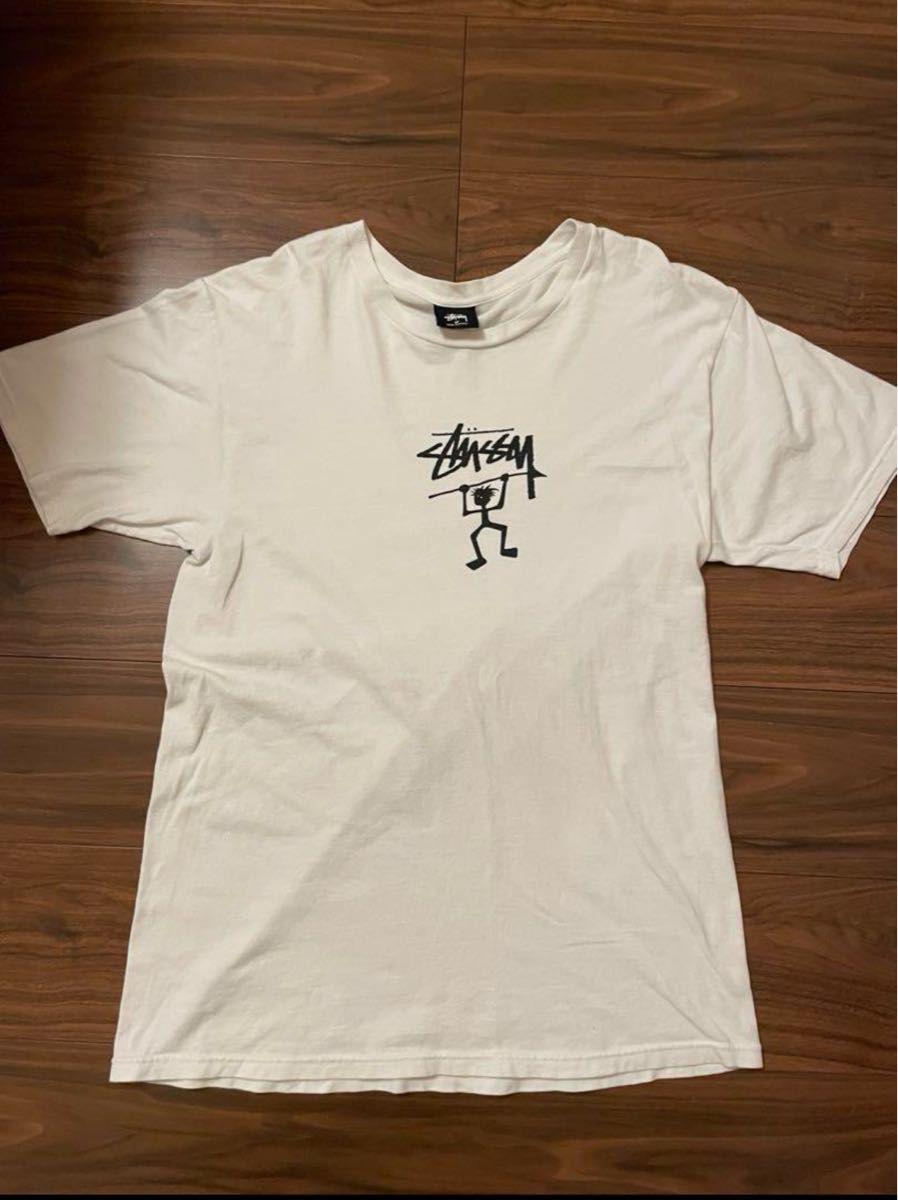 Stussy ホワイト tシャツ シャドーマン 民族 old stussy白T 半袖 Stussy ホワイト tシャツ シャドーマン 民族 old stussy白T 半袖