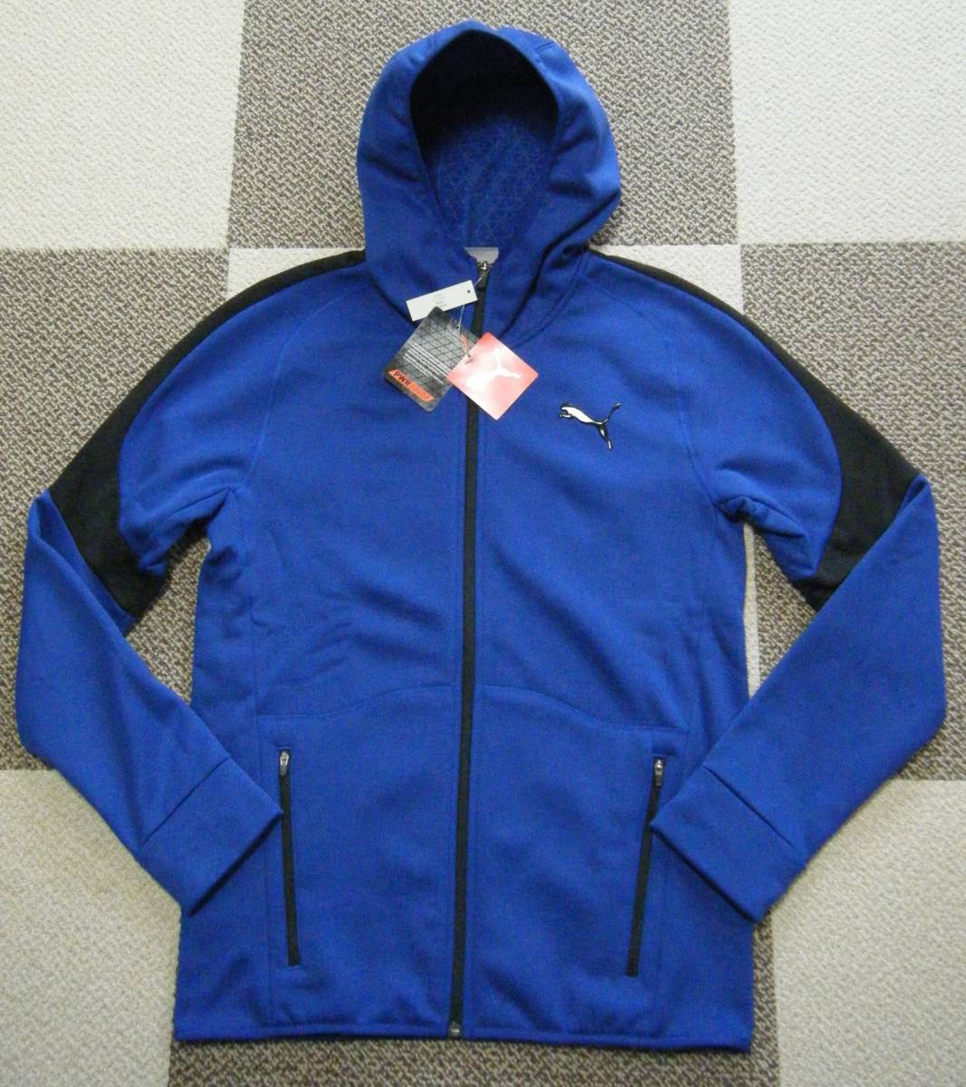  Puma PUMA EVOSTRIPE WARM training for protection against cold with a hood . jacket * Parker blue series size L lining nappy fleece material regular price 9,350 jpy 