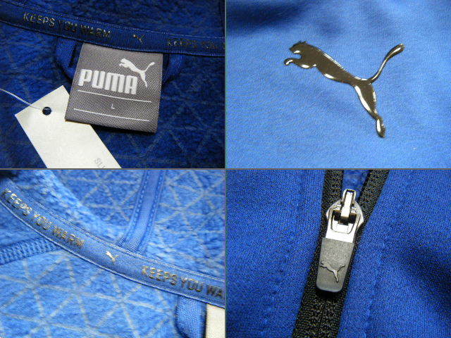  Puma PUMA EVOSTRIPE WARM тренировка для защищающий от холода с капюшоном . жакет * Parker синий серия размер L подкладка ворсистый флис материалы обычная цена 9,350 иен 