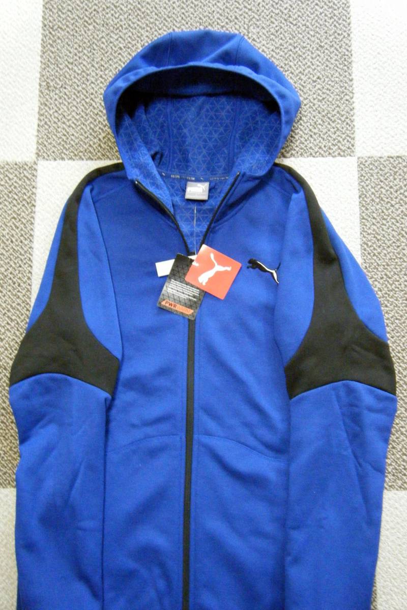  Puma PUMA EVOSTRIPE WARM training for protection against cold with a hood . jacket * Parker blue series size L lining nappy fleece material regular price 9,350 jpy 