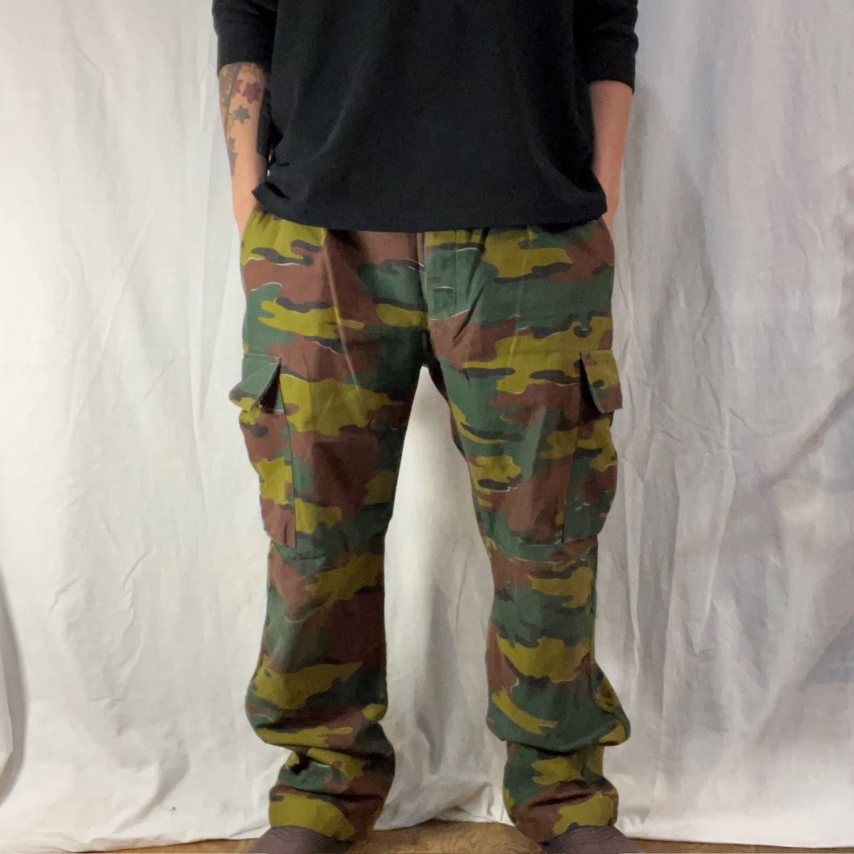ベルギー軍 M-90 ジグソーカモ ダブルニーカーゴパンツ 古着 ベルギー軍 M-90 ジグソーカモ ダブルニーカーゴパンツ 古着