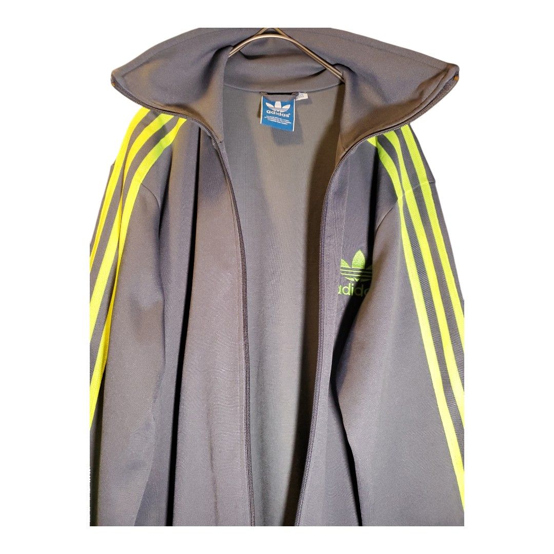 アディダス adidas トラックジャケット ジャージ グレー ネオン アディダス adidas トラックジャケット ジャージ グレー ネオン