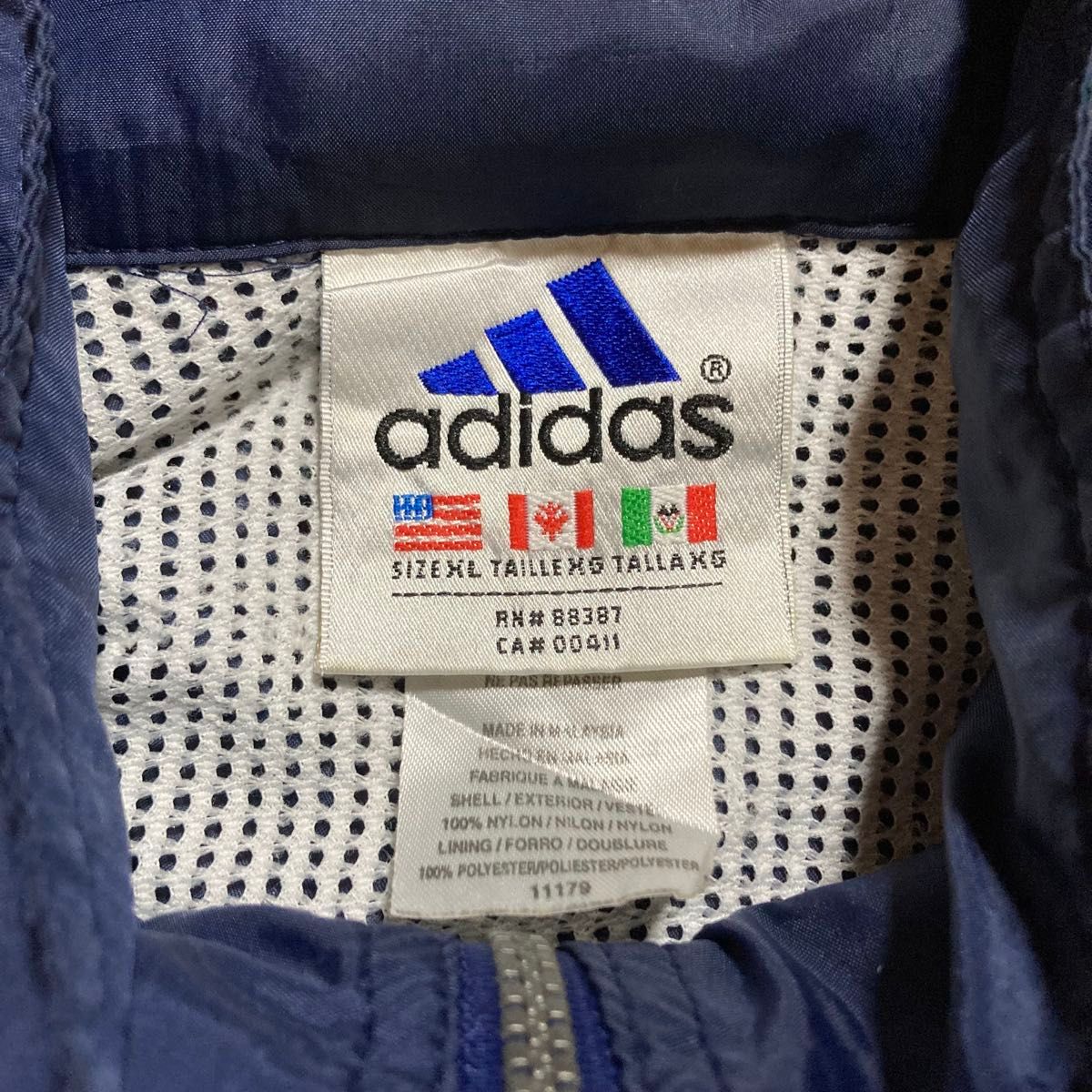 1369 adidas アディダス ナイロンジャケット 90s ネイビー 2XL 1369 adidas アディダス ナイロンジャケット 90s ネイビー 2XL