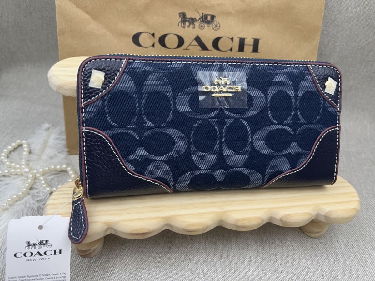 コーチ 財布 COACH 長財布 シグネチャー デニムレザー ラウンド コーチ 財布 COACH 長財布 シグネチャー デニムレザー ラウンド