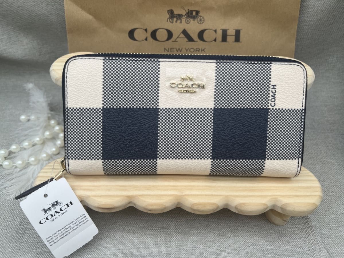 COACH 財布 コーチ長財布新品未使用 チェック柄 アコーディオン COACH 財布 コーチ長財布新品未使用 チェック柄 アコーディオン