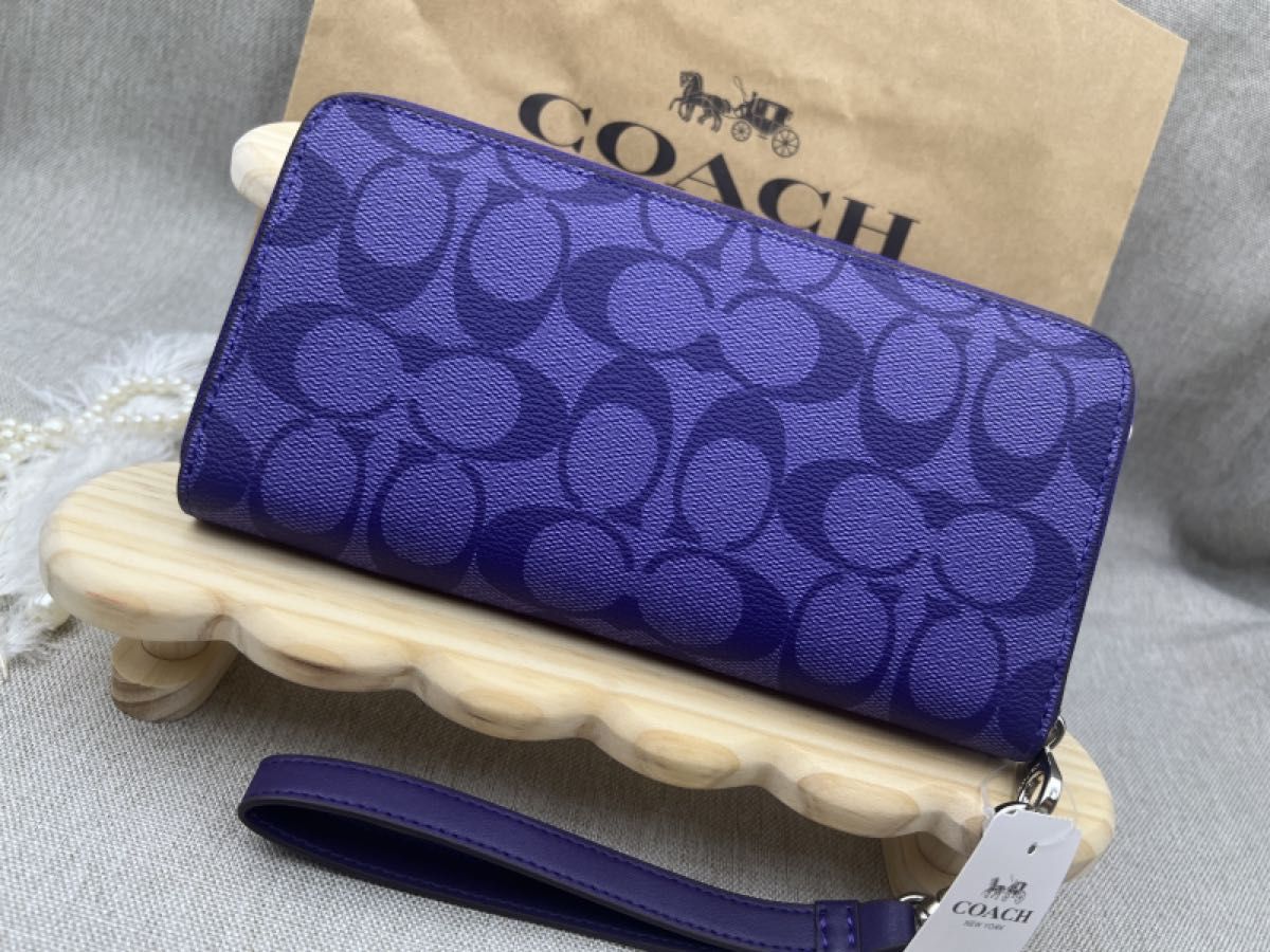 COACH 長財布 コーチ財布 パープル シグネチャー 新品未使用品 COACH 長財布 コーチ財布 パープル シグネチャー 新品未使用品