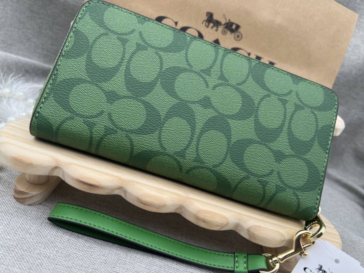 コーチ財布 COACH 長財布 緑 グリーン シグネチャー 新品未使用 コーチ財布 COACH 長財布 緑 グリーン シグネチャー 新品未使用