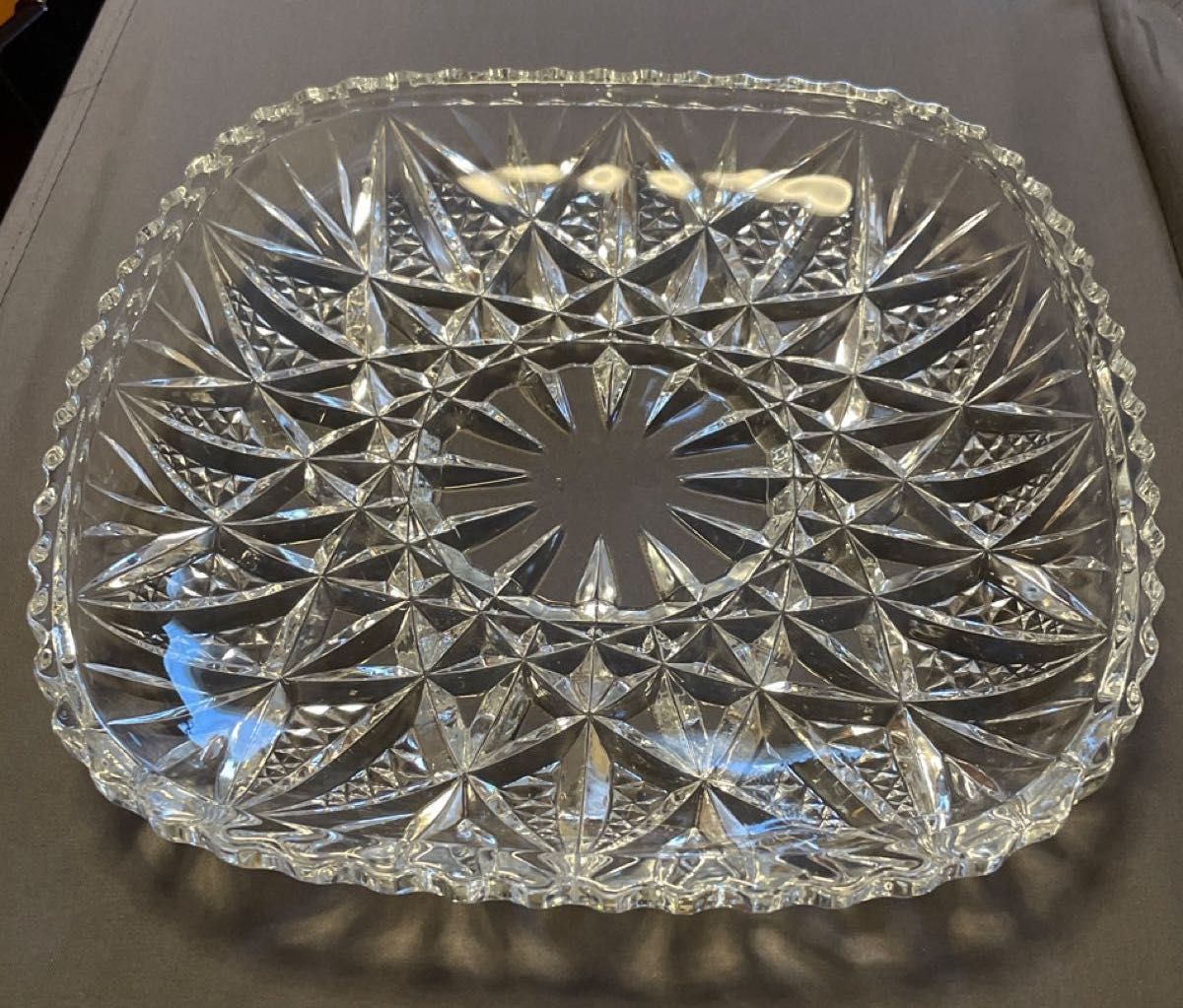 角皿 カットガラス HOYA クリスタルガラス 大皿 ガラス鉢 角皿 カットガラス HOYA クリスタルガラス 大皿 ガラス鉢