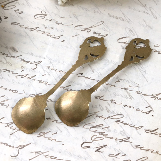  enamel. salt spoon set * antique and downward search France . chapter cutlery doll house playing house for also silver made silver 