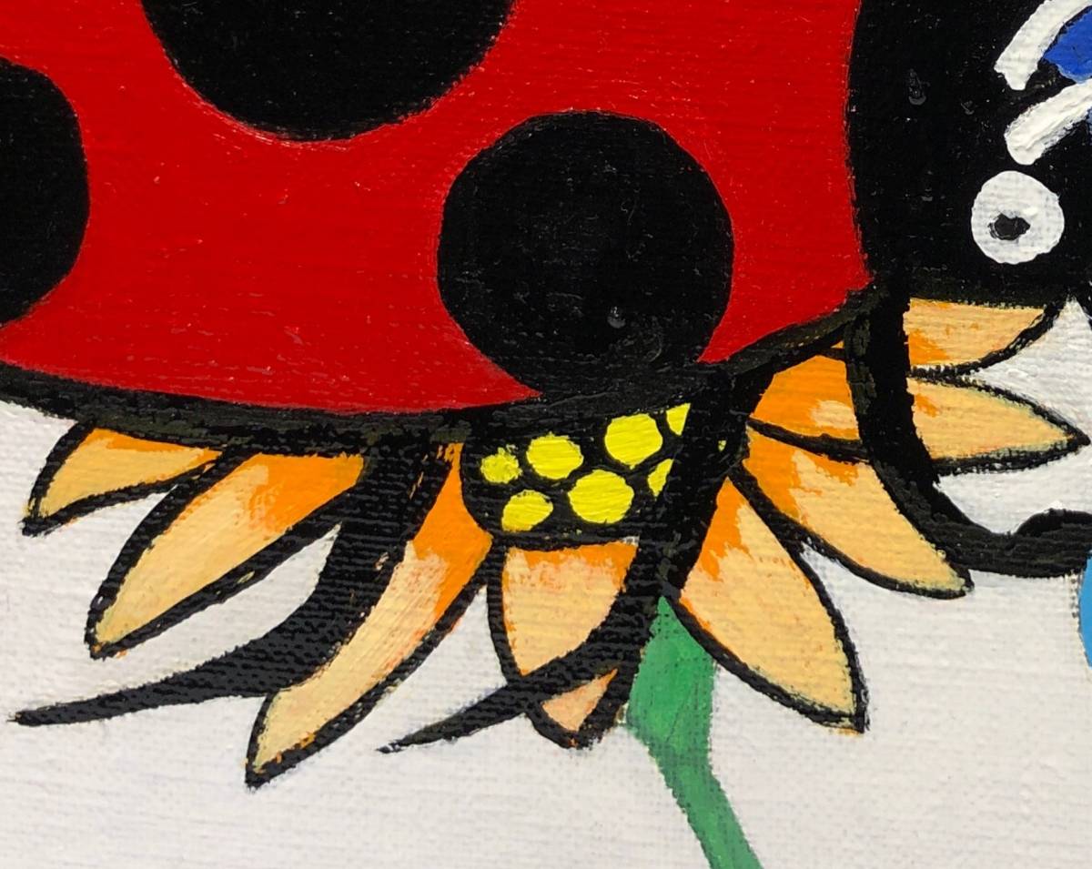  oil painting / oil painting [ observation - ladybug ]Mitsuyo F0 number frame * free shipping *[ genuine work ]