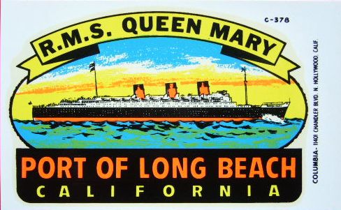  Queen ...　 винтаж  наклейка 　QUEEN MARY　 Калифорния 　 длинный   пляж 