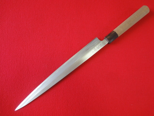中古 価格 【かね惣】刺身包丁※八角柄 刃渡28.3㎝ 全長44㎝ 峰厚4