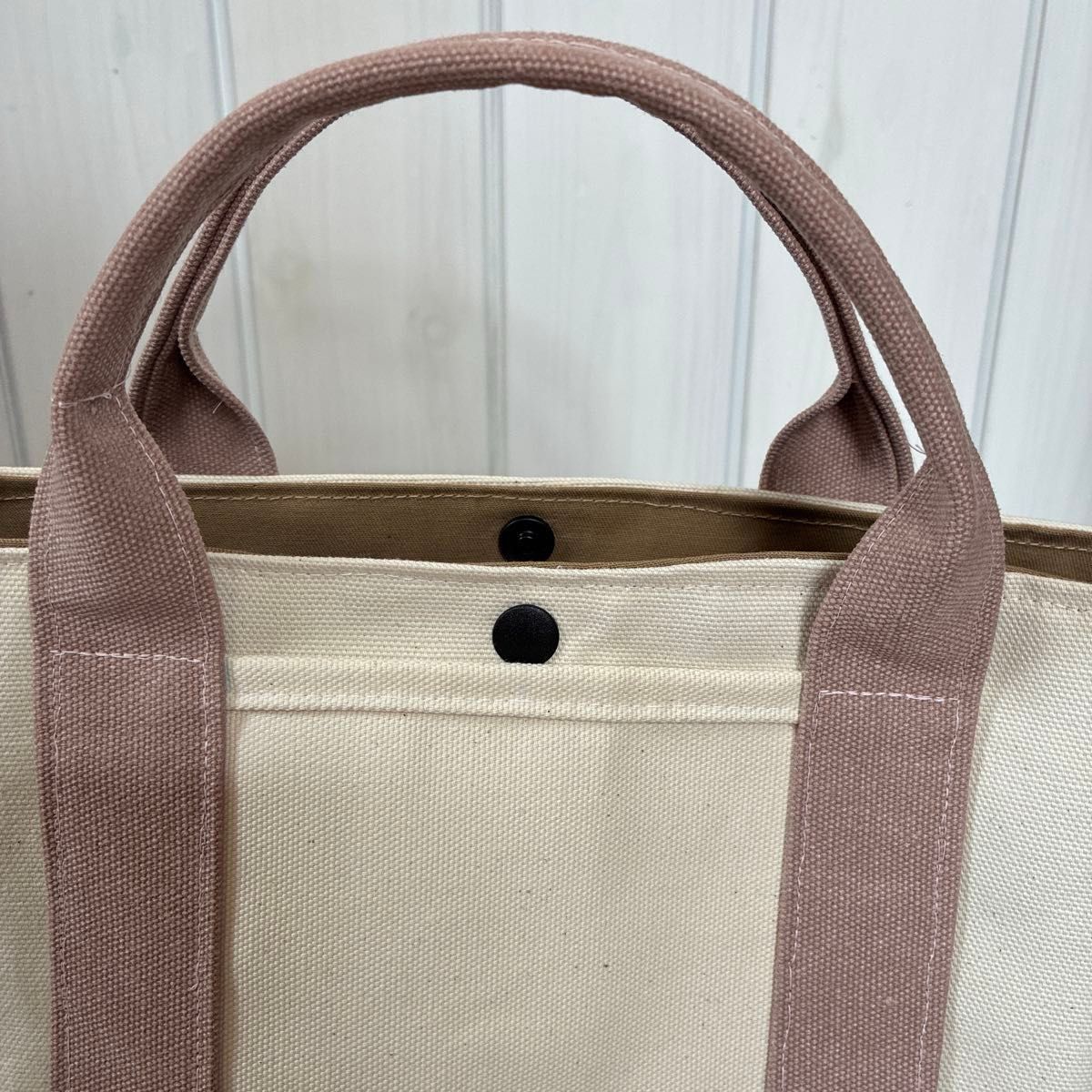 トートバッグS ハンドメイド 生成り×くすみピンク×ピンク|Yahoo トートバッグS ハンドメイド 生成り×くすみピンク×ピンク|Yahoo