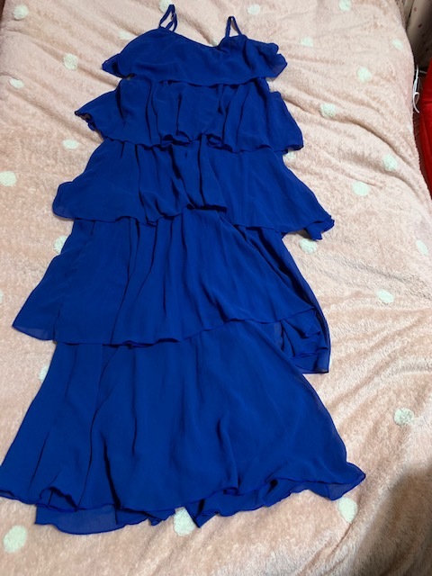  unused new goods! Cecil McBee frill maxi One-piece long One-piece [ blue * free size ]* two next . One-piece party dress 