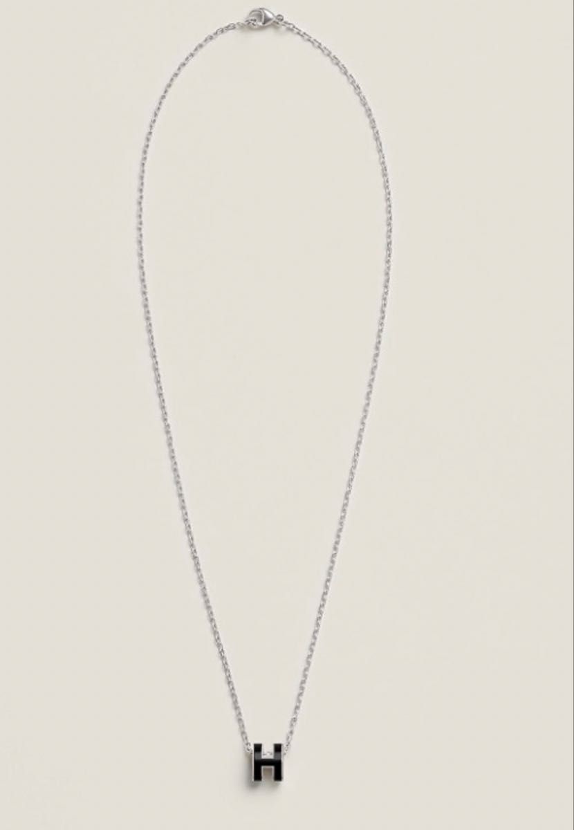 エルメス《ミニポップH》ネックレス ブラック×シルバー金具 新品 エルメス《ミニポップH》ネックレス ブラック×シルバー金具 新品