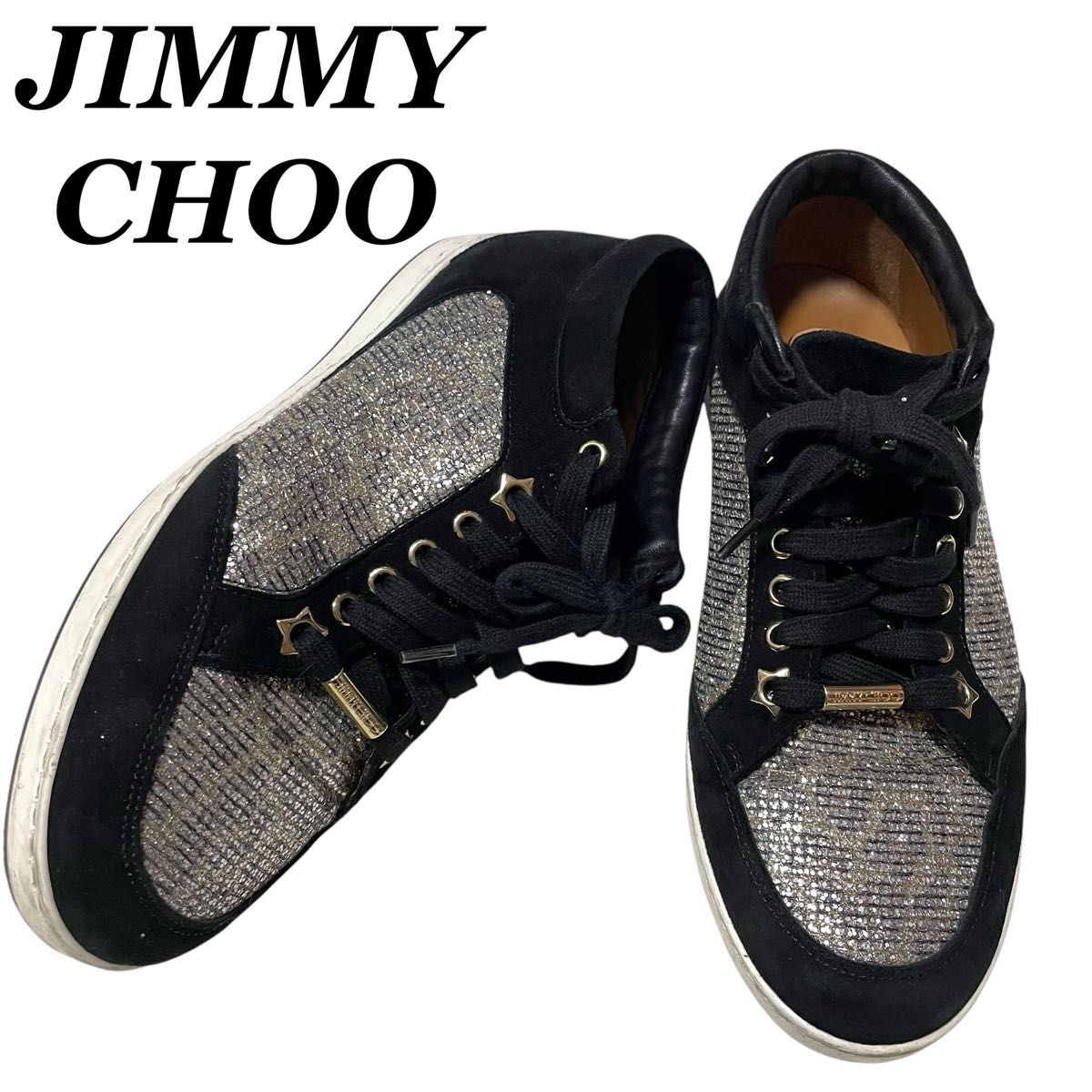 JIMMY CHOO ジミーチュー スニーカー 黒 白 スエード 星 JIMMY CHOO ジミーチュー スニーカー 黒 白 スエード 星