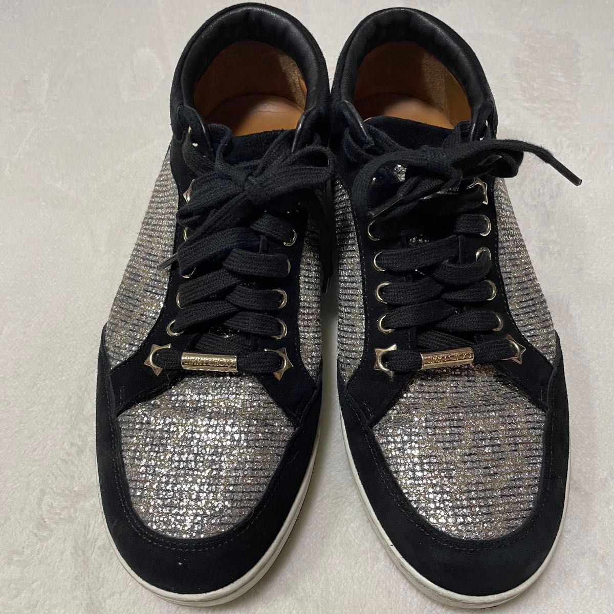 JIMMY CHOO ジミーチュー スニーカー 黒 白 スエード 星 JIMMY CHOO ジミーチュー スニーカー 黒 白 スエード 星