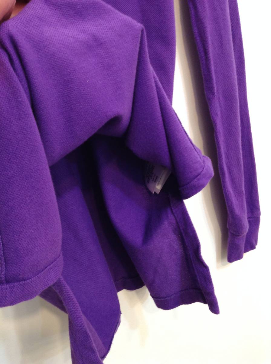 Ralph Lauren ラルフローレン コットン長袖ポロシャツ 胸ロゴ メンズS 170/92A 紫 良品正規_画像4