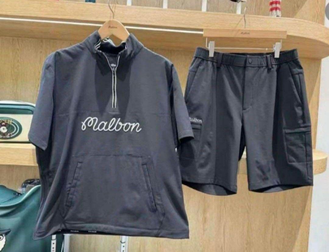 マルボンゴルフ メンズ ハーフジップシャツ ショートパンツ 2点 マルボンゴルフ メンズ ハーフジップシャツ ショートパンツ 2点