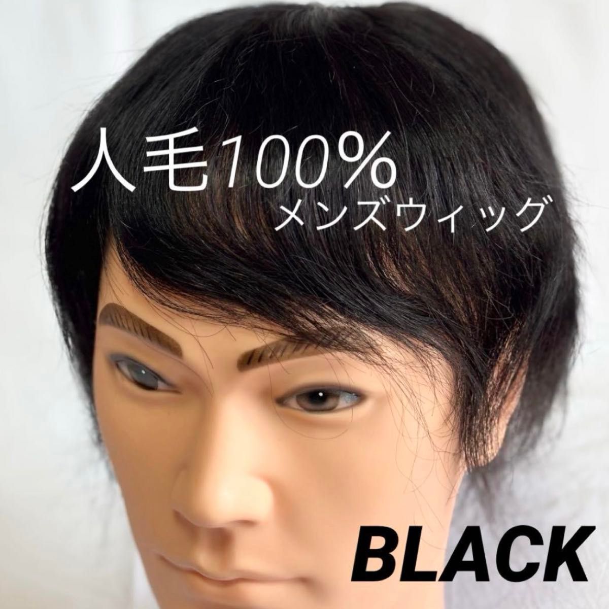 14×22サイズ】メンズ ウィッグ 男性用 かつら 100%人毛 黑色 14×22サイズ】メンズ ウィッグ 男性用 かつら 100%人毛 黑色