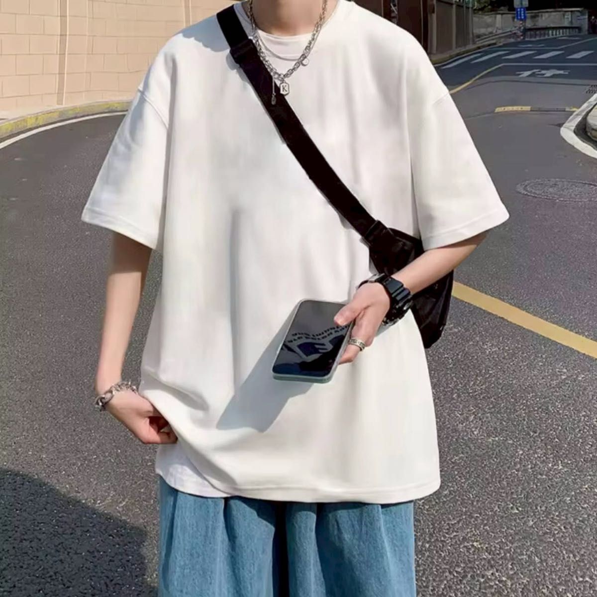 五分袖 Tシャツ メンズ プルオーバー ビッグシルエット ドロップ 五分袖 Tシャツ メンズ プルオーバー ビッグシルエット ドロップ