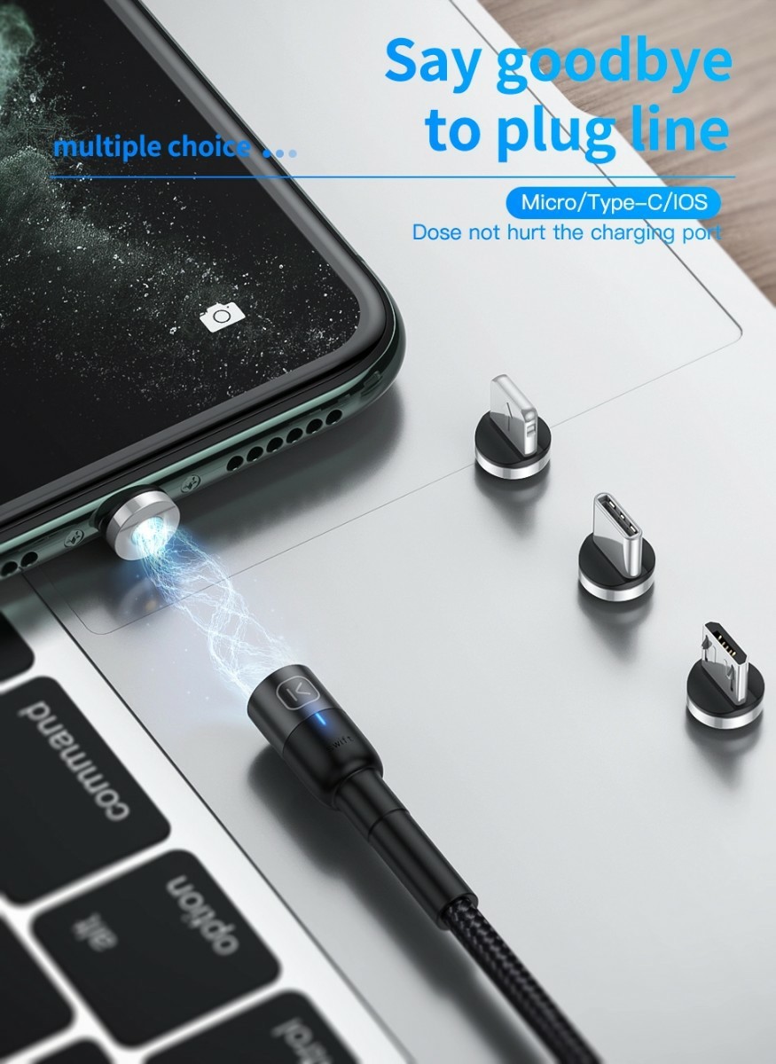 マグネット 充電ケーブル lightning 銀 1m iPhone 急速充電
