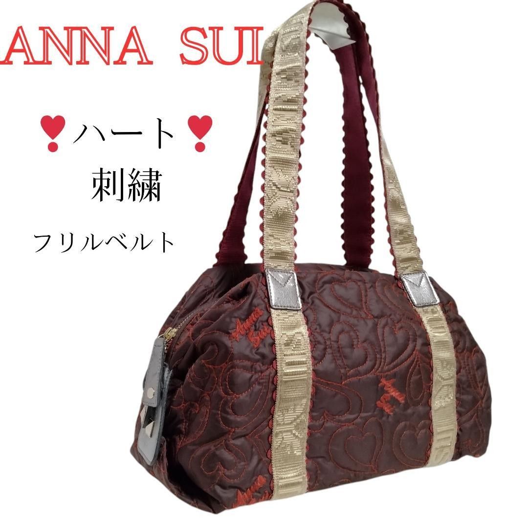 クラシック ANNA SUI アナスイ ハート 刺繍 ショルダーバッグ レッド|Yahoo バッグ