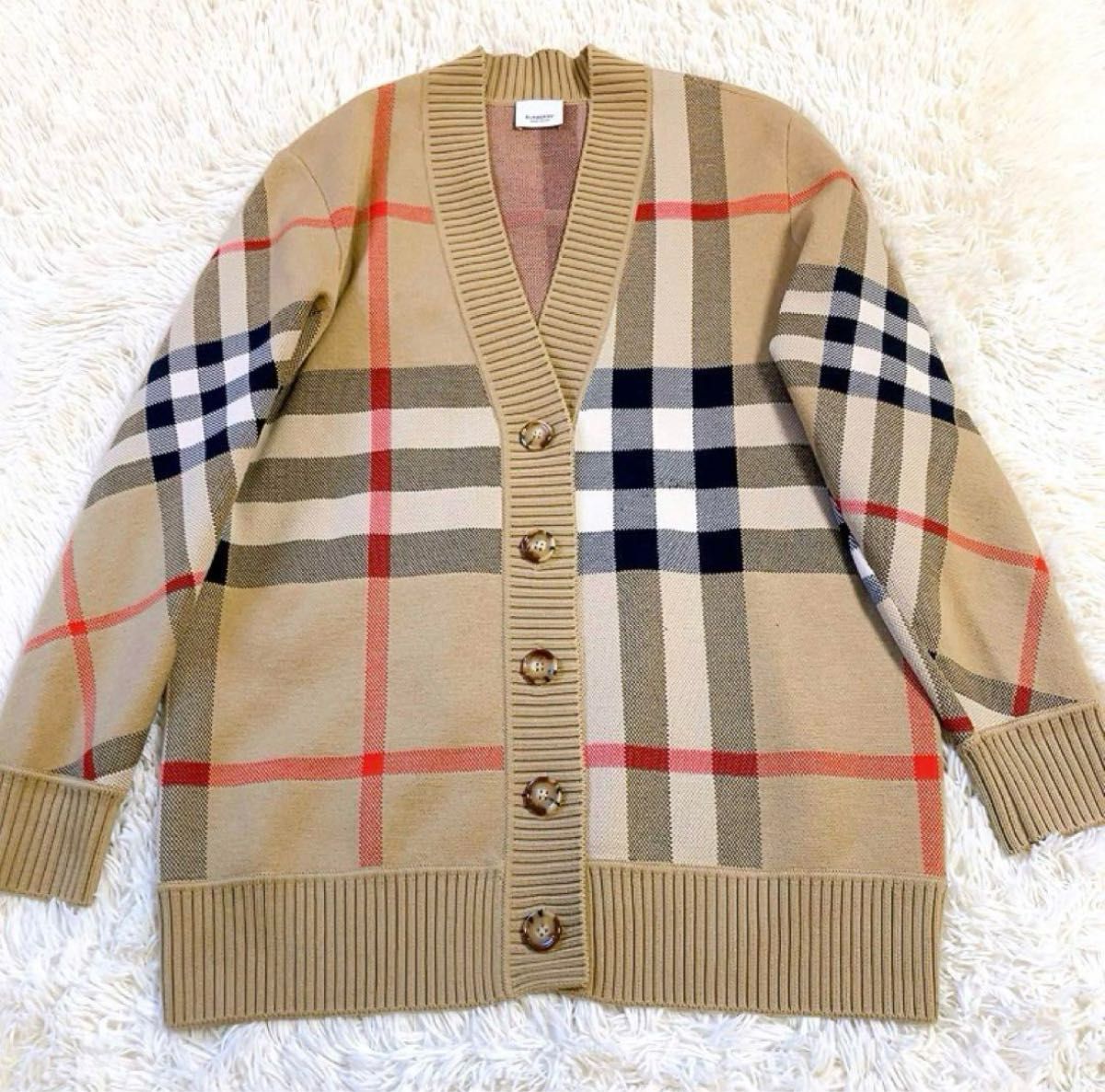 現行】BURBERRY バーバリー ジャカードカーディガン ティッシ期 現行】BURBERRY バーバリー ジャカードカーディガン ティッシ期