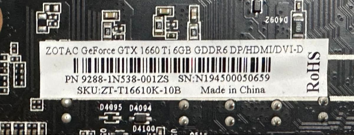 Zotac GTX 1660ti 6GB グラフィックボード 動作確認済 GeForce Zotac GTX 1660ti 6GB グラフィックボード 動作確認済 GeForce