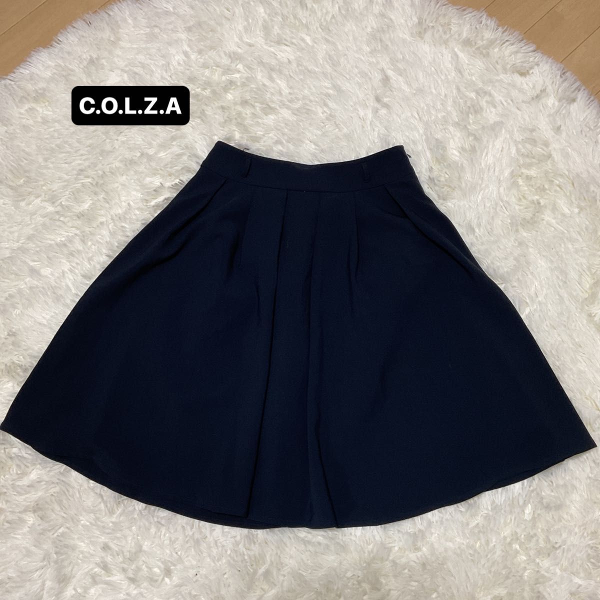 C O L Z A フレアスカート ネイビー ウエスト後ろゴム C O L Z A フレアスカート ネイビー ウエスト後ろゴム