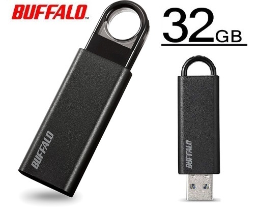 32GB バッファロー USBメモリノックスライド USB3.1(Gen1)/USB3.0対応 BUFFALO 90MB/s USBメモリー RUF3-KS32GA-BK ブラック_画像1