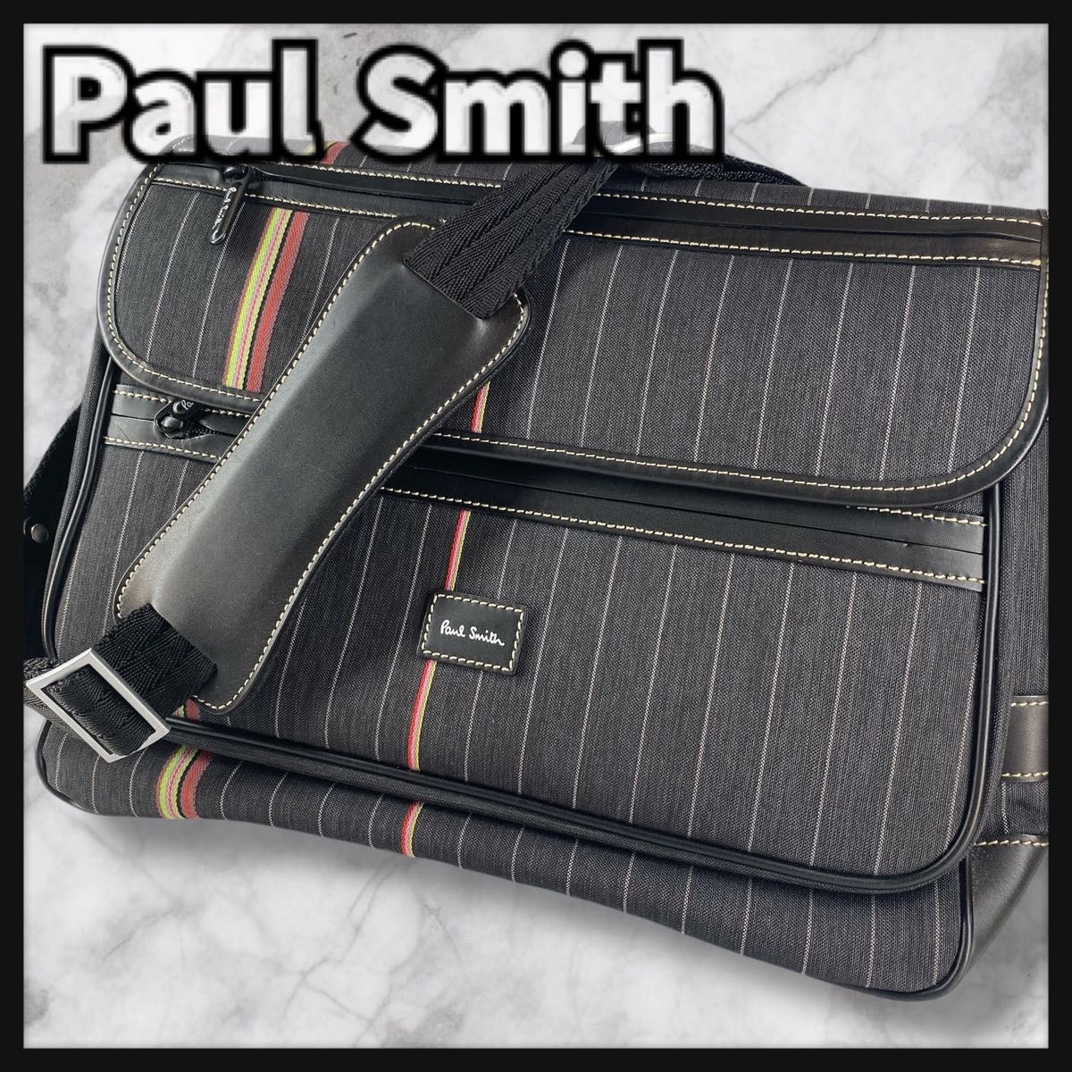 極美品】Paul Smith ポールスミス ショルダーバッグ ストライプ 極美品】Paul Smith ポールスミス ショルダーバッグ ストライプ