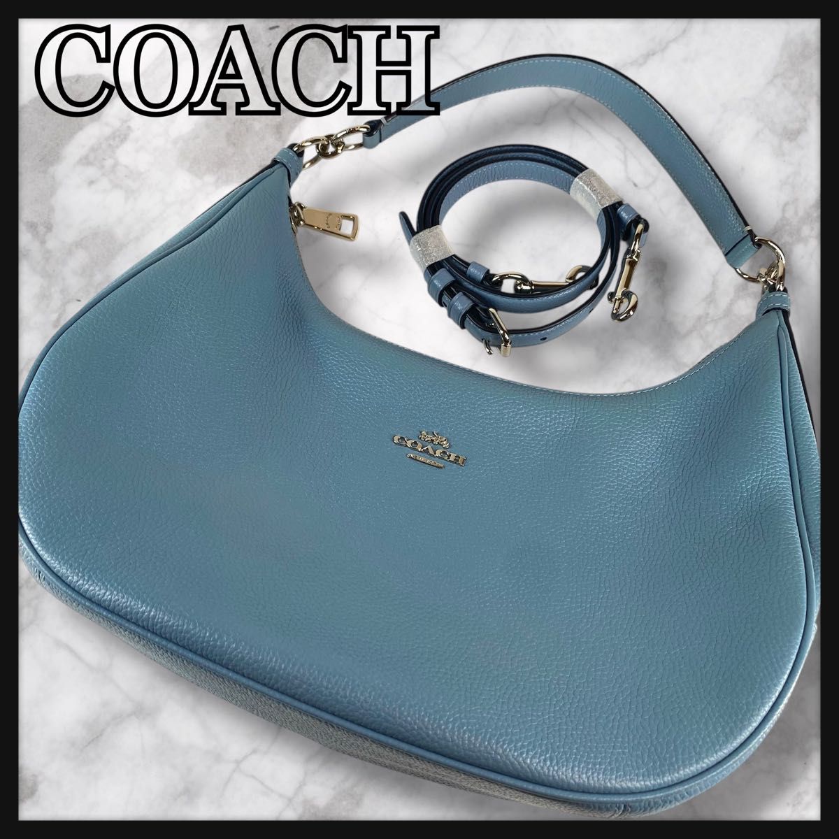 極美品】COACH コーチ エルゴ ホーボー ブルー ワンショルダー 極美品】COACH コーチ エルゴ ホーボー ブルー ワンショルダー