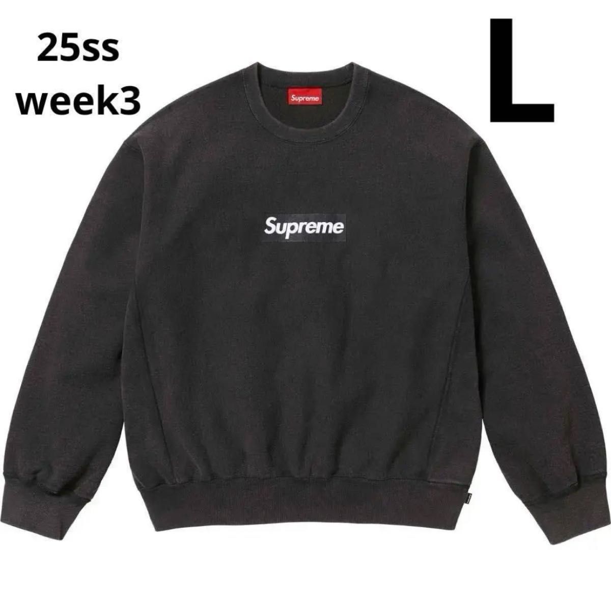 2024-25 秋冬新作  ハイブランドの Supreme Washed Box Logo Crewneck Black L シュプリーム クルー トップス