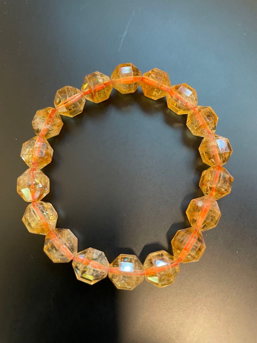 匿名配送】天然石 虹入り シトリン 多角形 ブレスレット 匿名配送】天然石 虹入り シトリン 多角形 ブレスレット