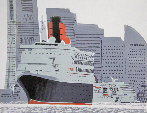 □柳原良平 【QE 2】 1997年 リトグラフ 直筆サイン □柳原良平 【QE 2】 1997年 リトグラフ 直筆サイン